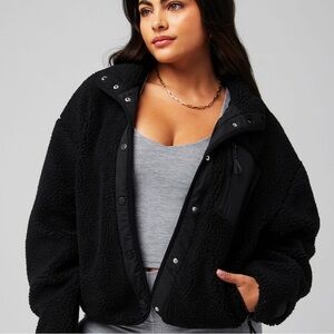 Fabletics Tahoe Teddy Black Fleece Jacket - Size XS